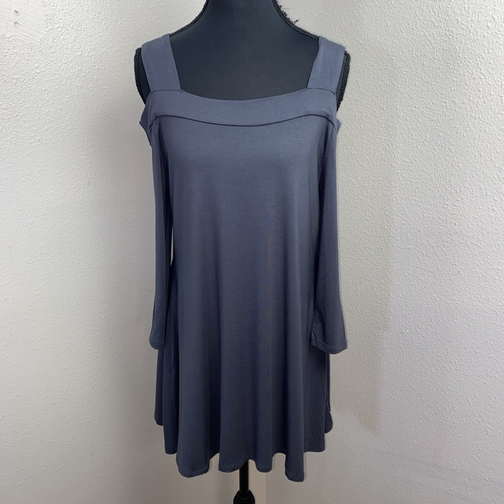 Lysse Blouse Women's Small Slate Gray‎ Cold Shoulder Modal Blend Strech Casual